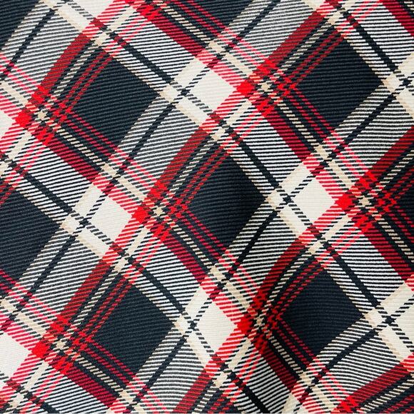 H&M red black tan plaid preppy academia holiday Christmas mini skirt 6 - Picture 2 of 5